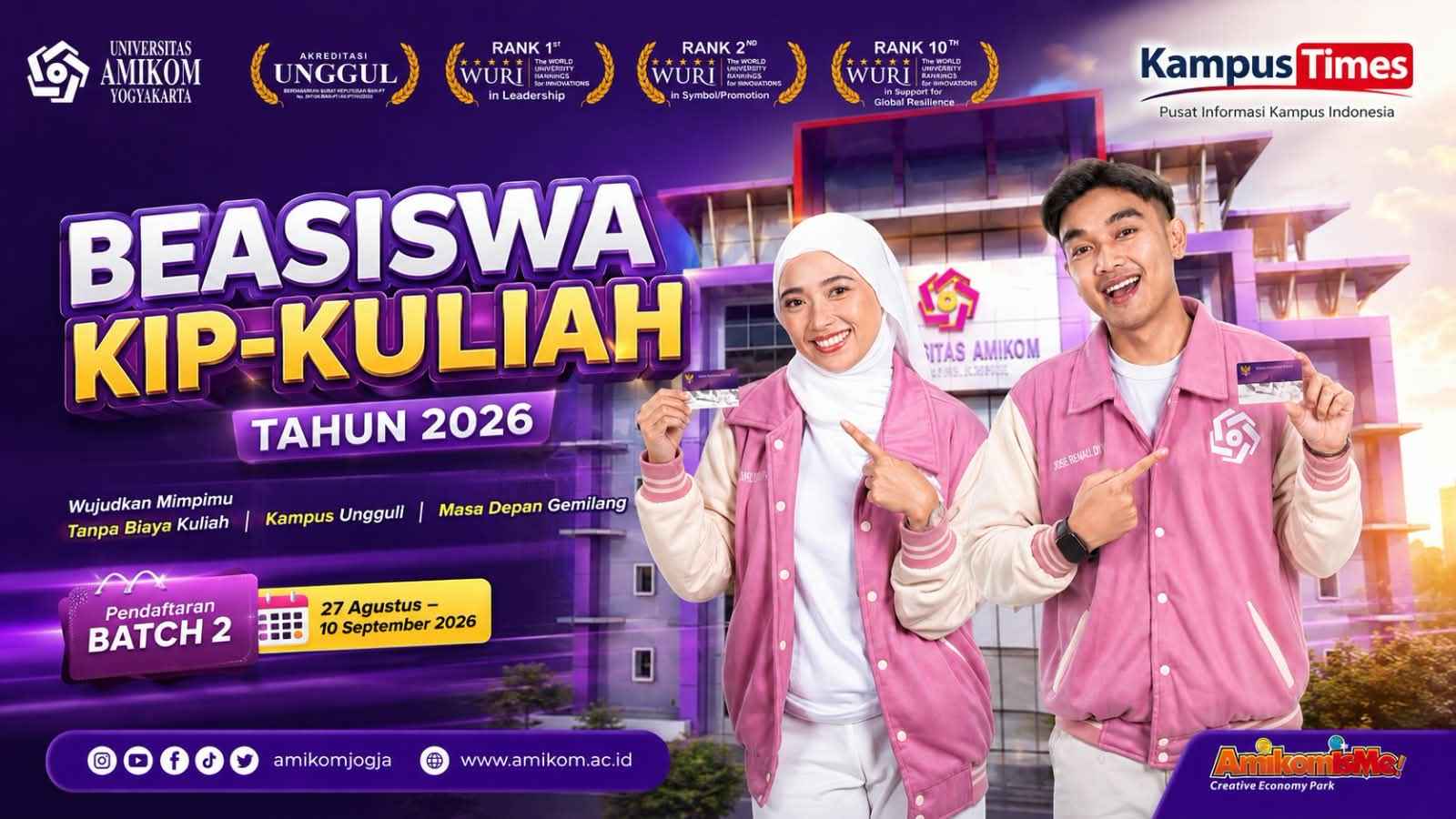Beasiswa KIP-Kuliah Universitas Amikom Yogyakarta 2026: Syarat, Cara Daftar, Timeline, dan Program Studi