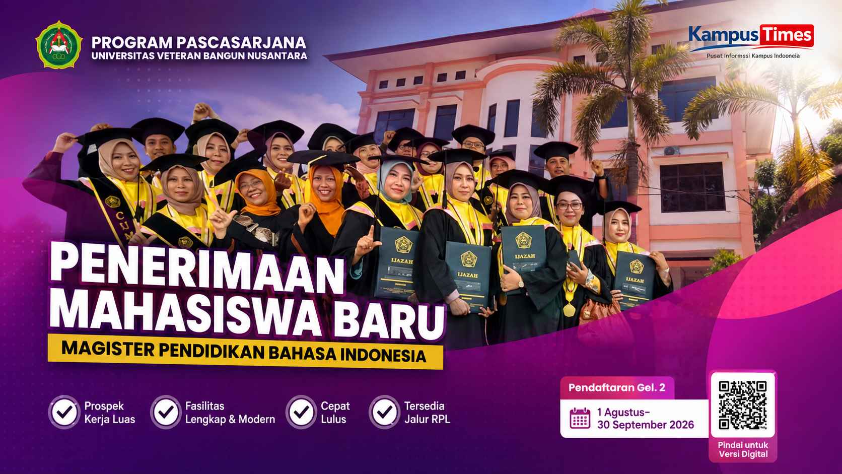 Penerimaan Mahasiswa Baru S2 Pendidikan Bahasa Indonesia UVBN Dibuka, Ini Informasinya