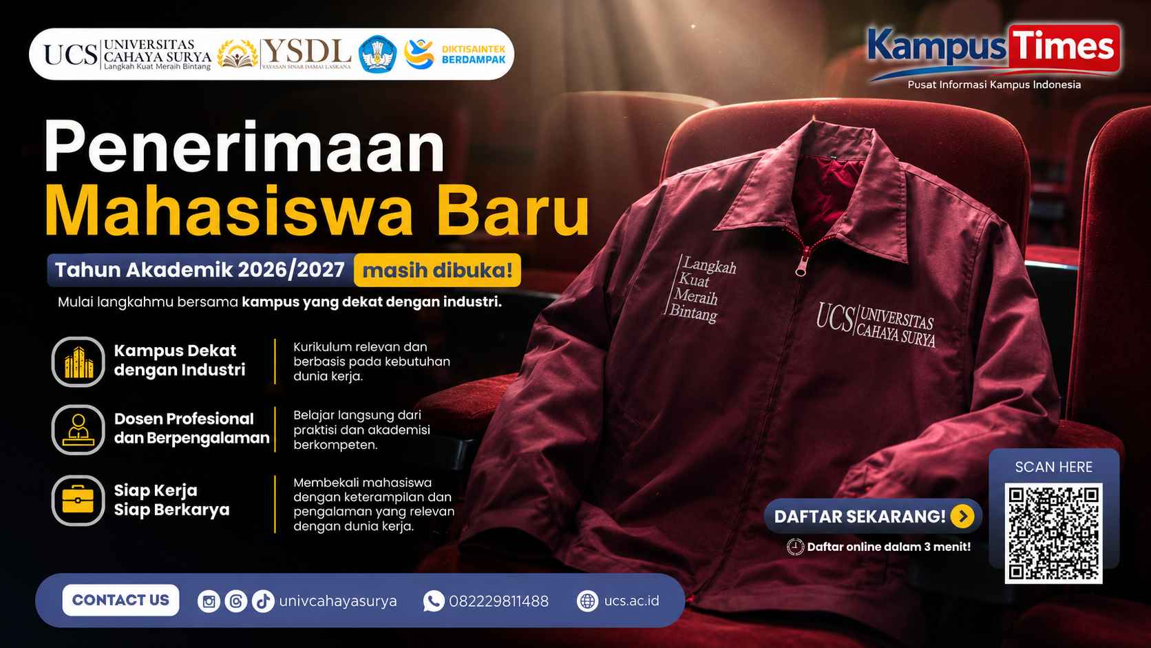 Penerimaan Mahasiswa Baru UCS 2026/2027 Masih Dibuka, Kampus Dekat Industri