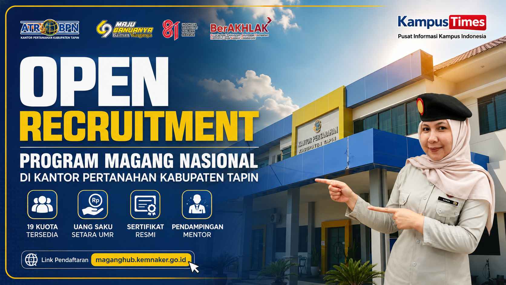 Magang Nasional 2026 di Kantor Pertanahan Kabupaten Tapin: Syarat, Benefit, Kuota, dan Jadwal Pendaftaran