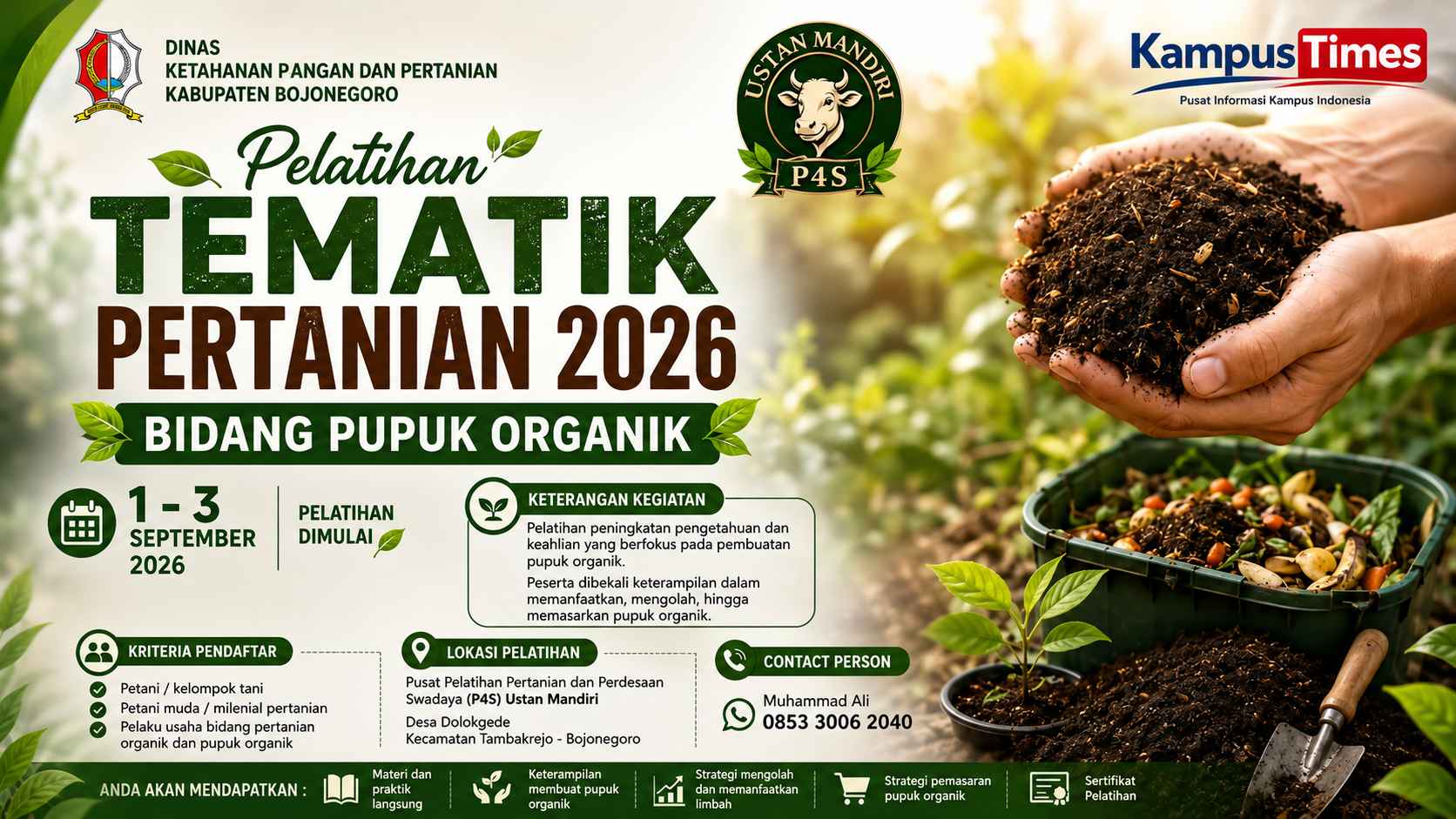 Pelatihan Tematik Pertanian 2026 di Bojonegoro: Fokus Pupuk Organik, Materi, Lokasi, dan Manfaat