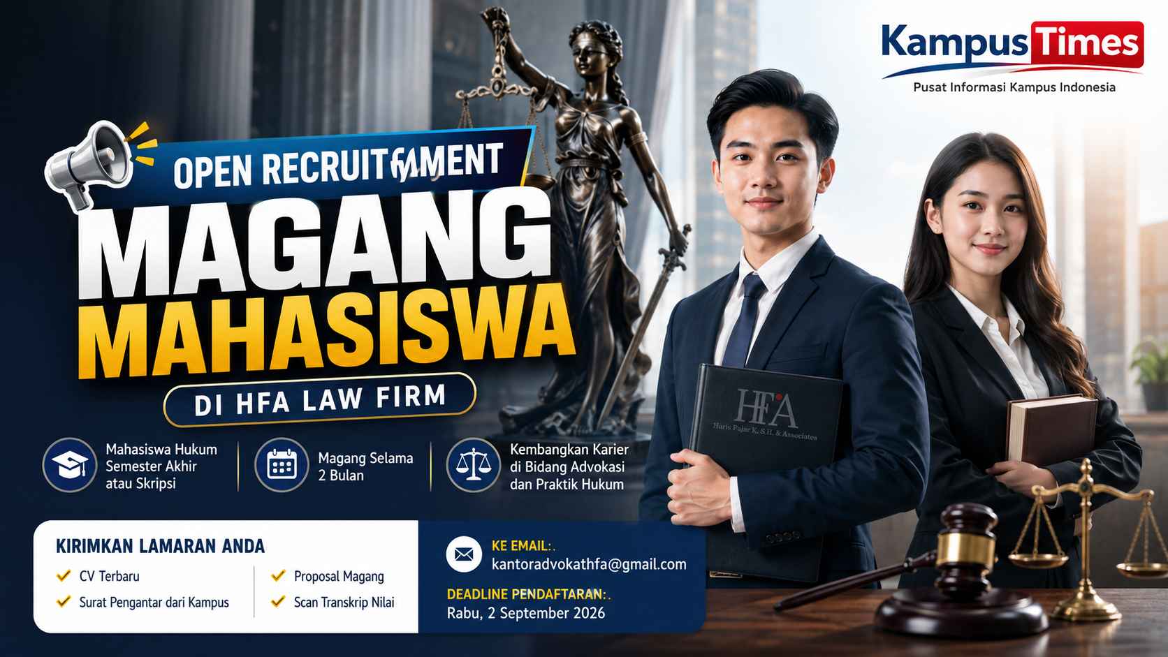 HFA Law Firm Buka Magang Mahasiswa Hukum, Cek Syarat dan Cara Daftarnya