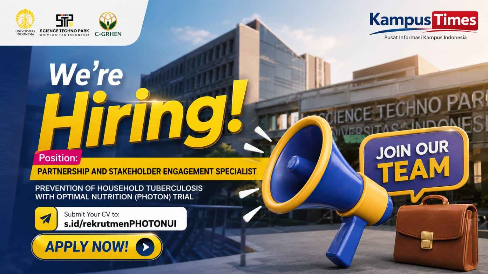 Lowongan UI Science Techno Park 2026, Buka Posisi Stakeholder Engagement Specialist