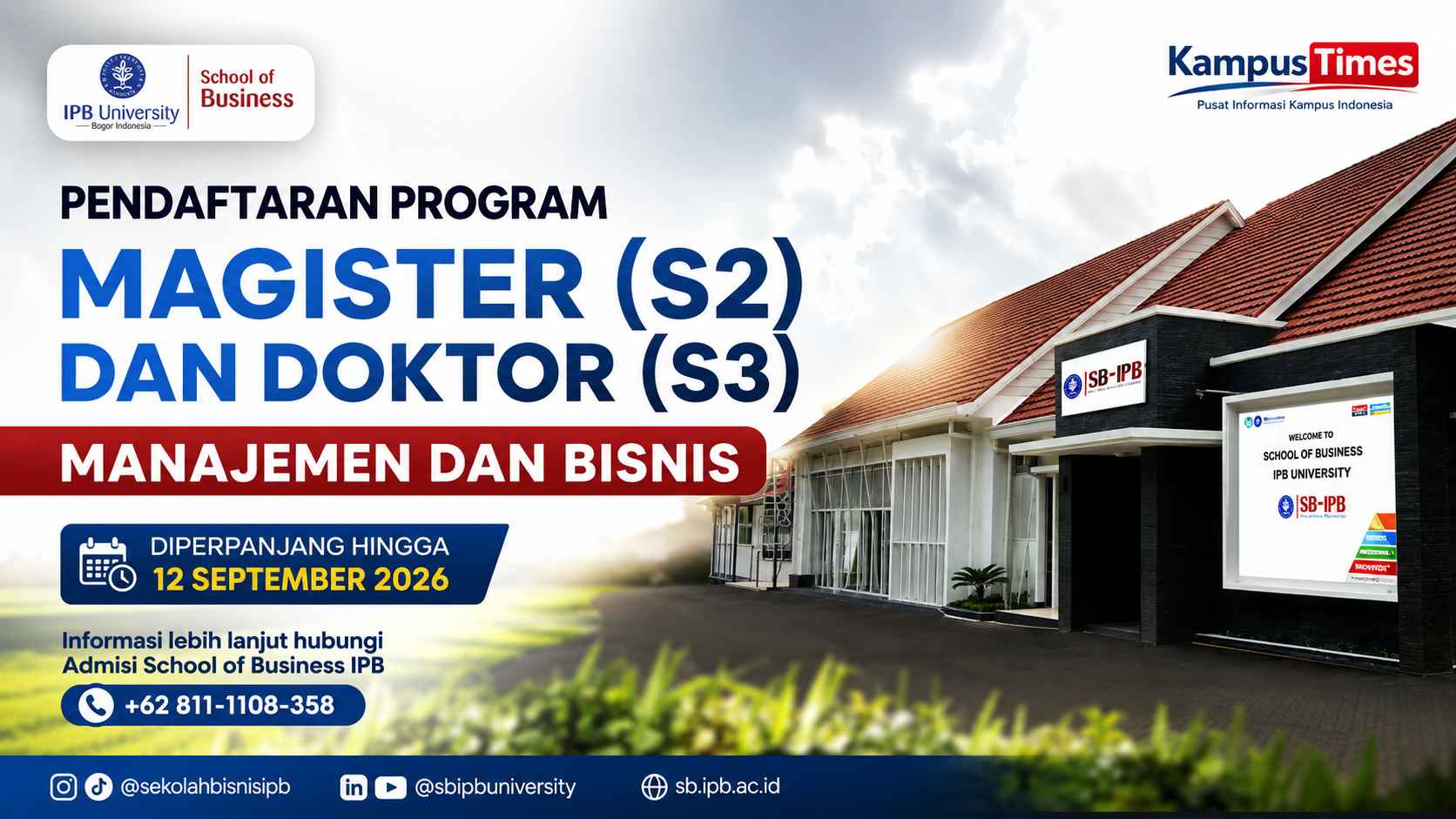 Pendaftaran Magister dan Doktor Manajemen Bisnis IPB Diperpanjang hingga 12 September 2026