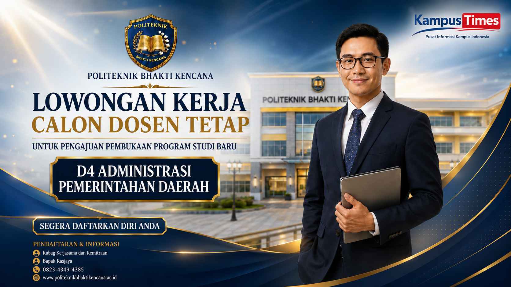 Lowongan Dosen Tetap Politeknik Bhakti Kencana, Buka D4 Administrasi Pemerintahan Daerah