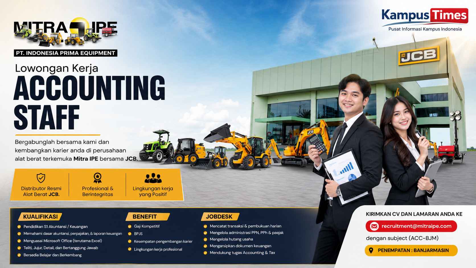 Lowongan Kerja Accounting Staff Mitra IPE di Banjarmasin, Fresh Graduate Bisa Melamar