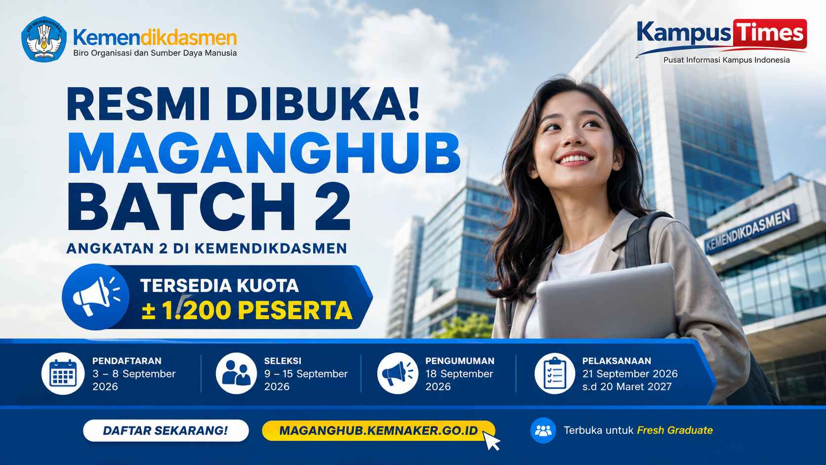 MagangHub Kemendikdasmen Batch 2 Dibuka, Fresh Graduate Bisa Daftar