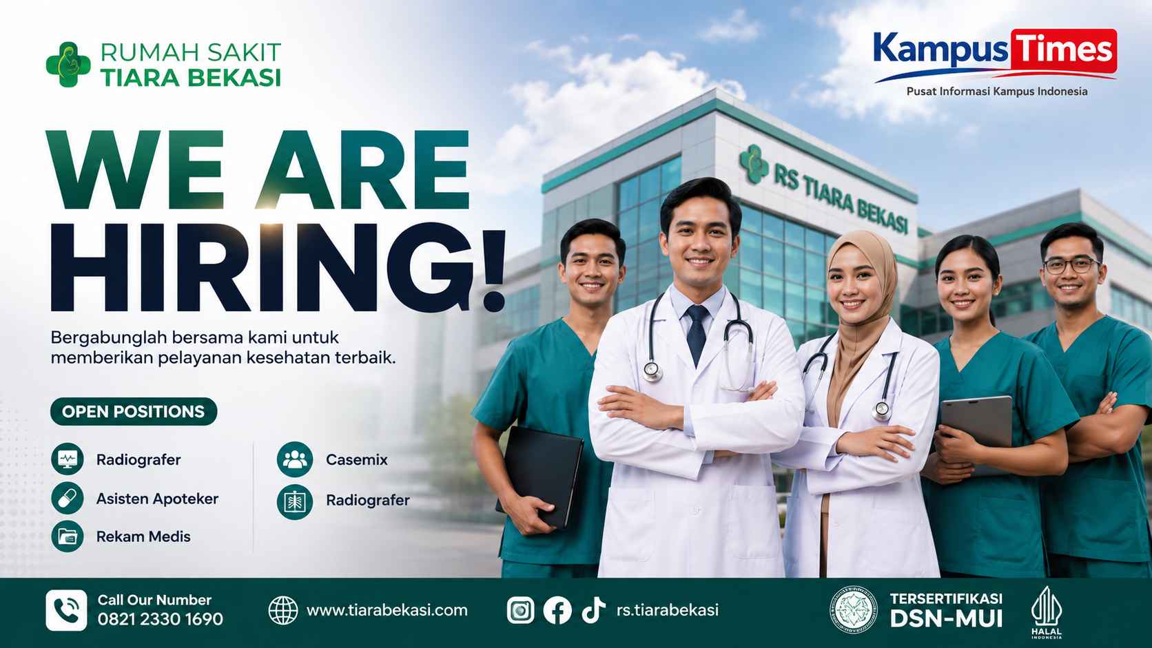 Lowongan Kerja Rumah Sakit Tiara Bekasi, Buka 4 Posisi Tenaga Kesehatan