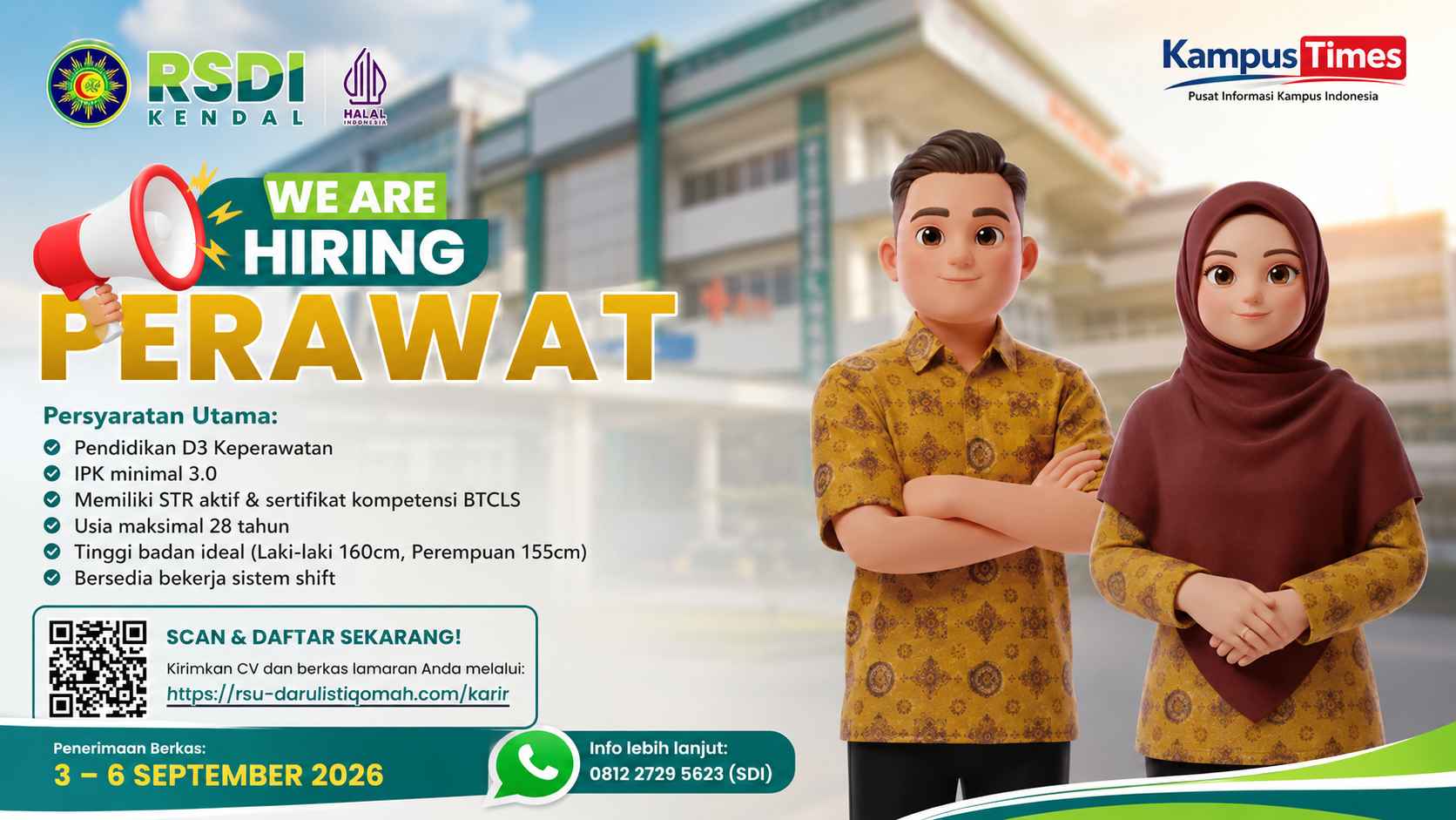 Lowongan Perawat RSDI Kendal September 2026, Cek Syarat dan Cara Daftar