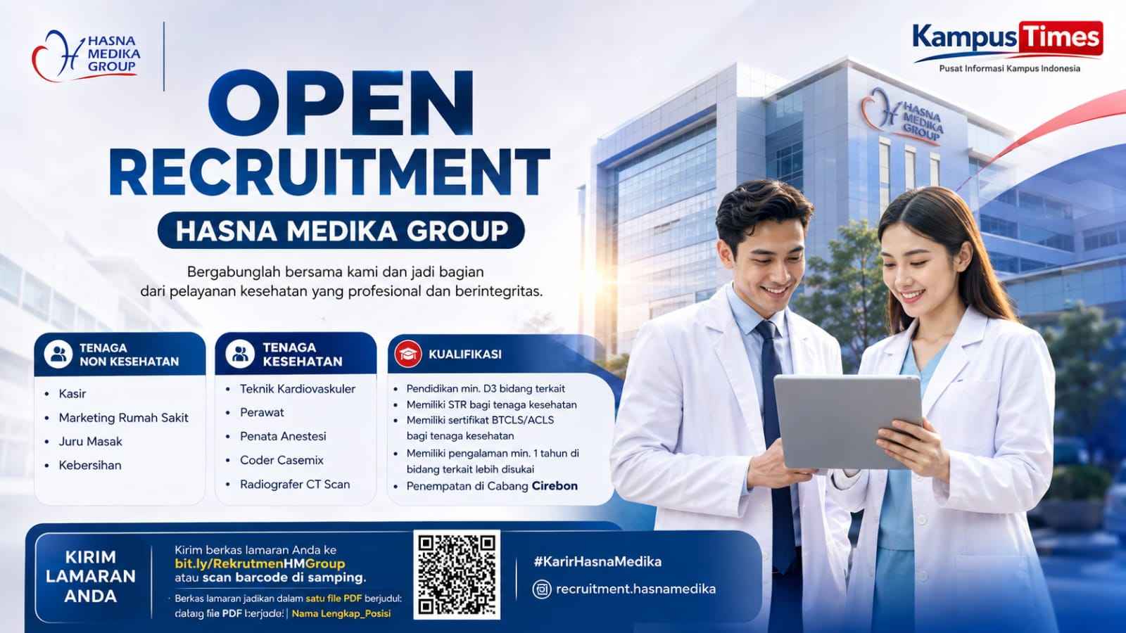 Lowongan Kerja Hasna Medika Group Cirebon, Buka Posisi Kesehatan dan Non-Kesehatan