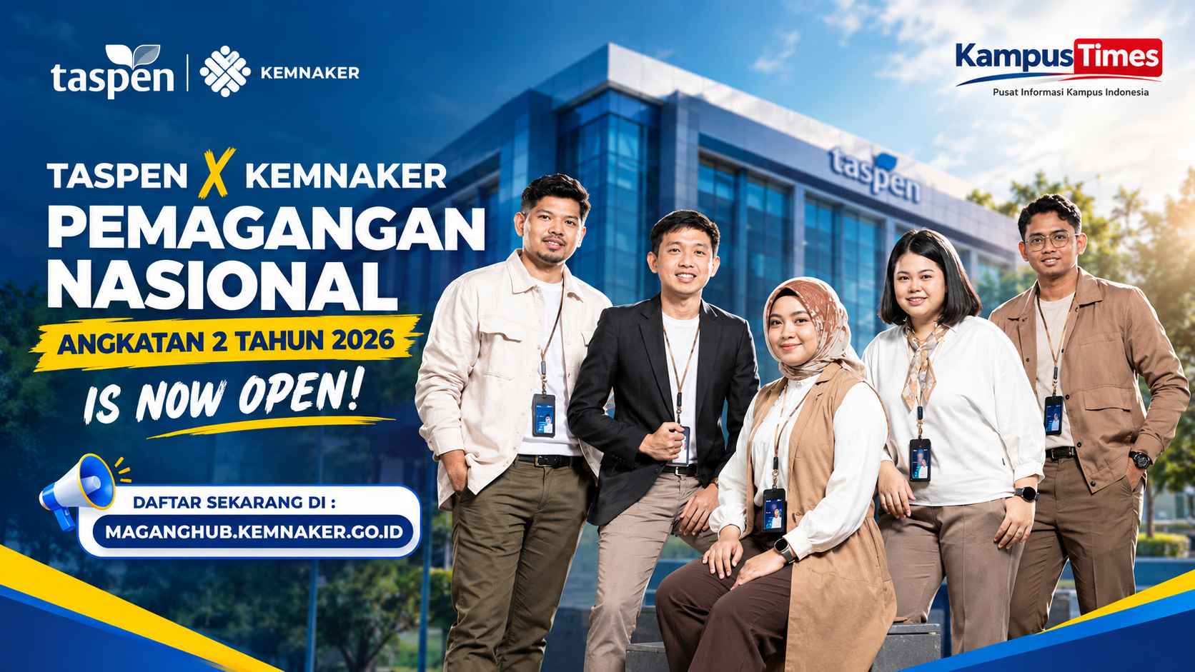 Magang Nasional Taspen x Kemnaker 2026 Angkatan 2 Dibuka, Cek Syarat dan Jadwalnya
