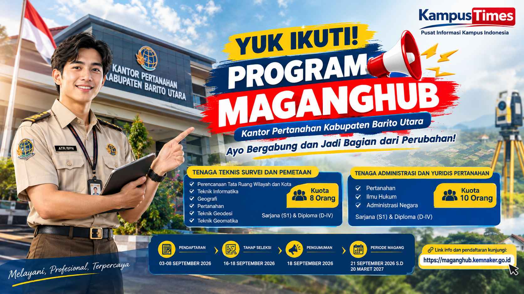 MagangHub Kantor Pertanahan Barito Utara 2026: Buka 18 Posisi, Cek Jurusan dan Jadwalnya