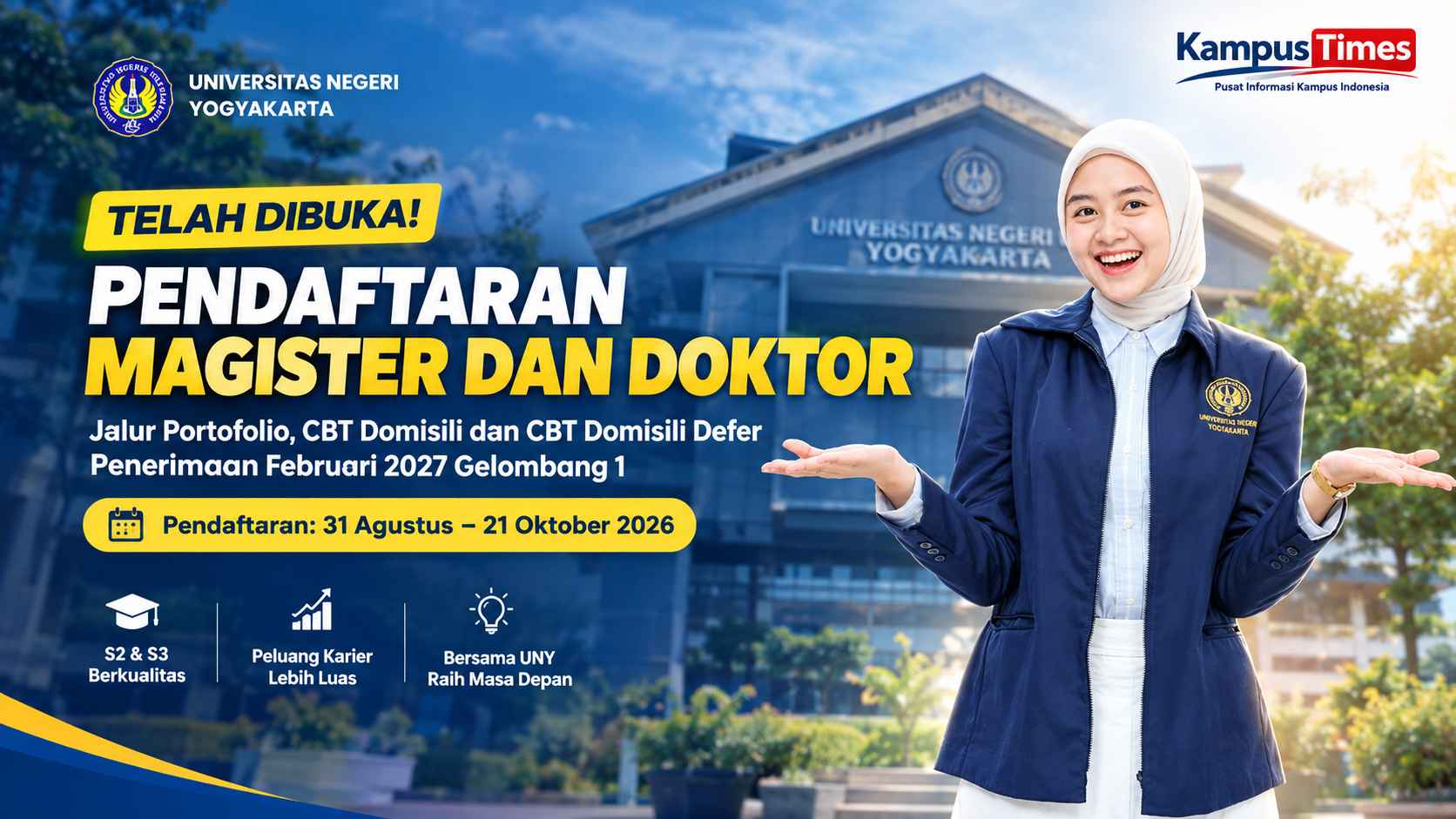 Pendaftaran S2 dan S3 UNY 2026 Dibuka, Cek Jalur dan Jadwalnya