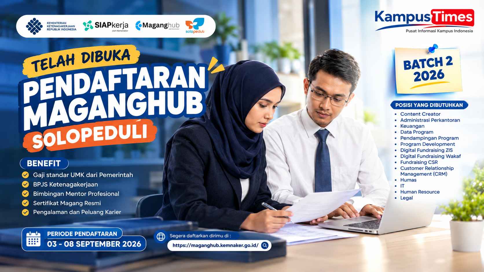 MagangHub Batch 2 2026 di SOLOPEDULI Dibuka, Cek 12 Posisi dan Cara Daftarnya