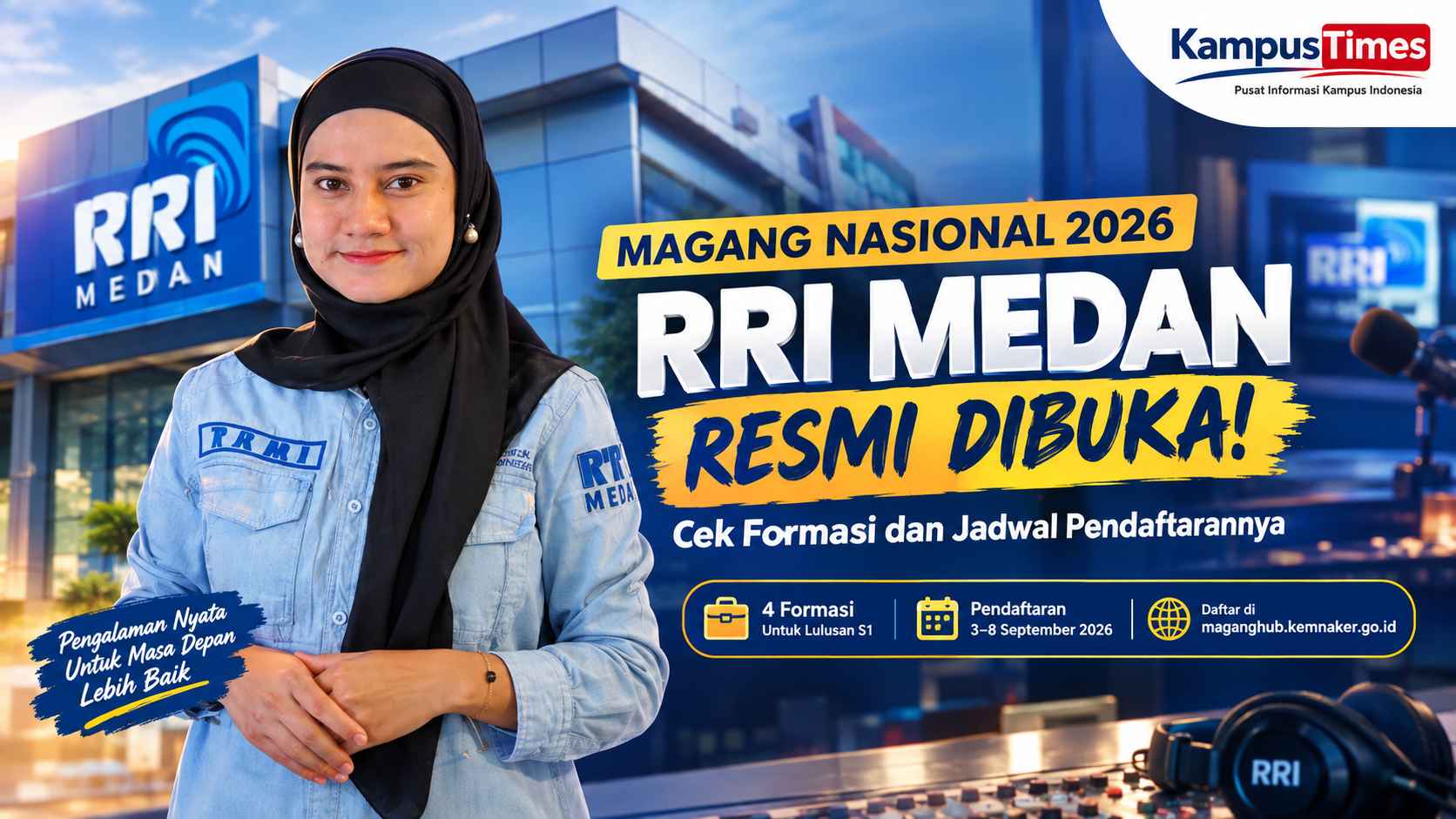 Magang Nasional 2026 RRI Medan Dibuka, Cek Formasi dan Jadwal Pendaftarannya