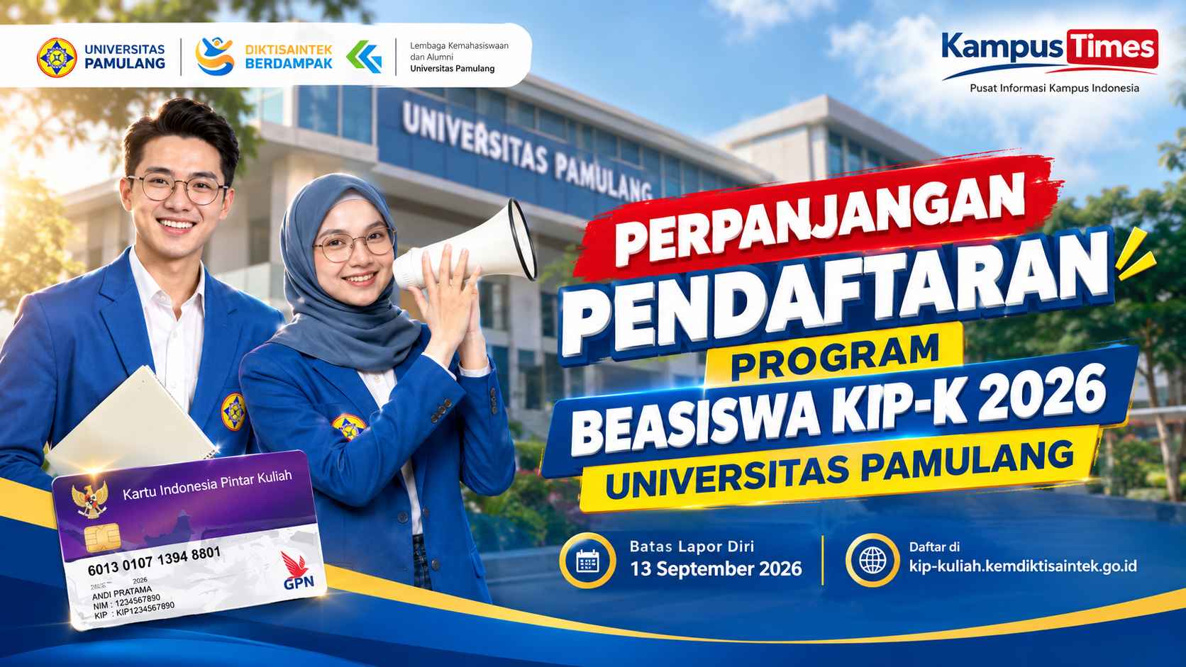 Pendaftaran KIP-K 2026 UNPAM Diperpanjang, Cek Syarat dan Alurnya