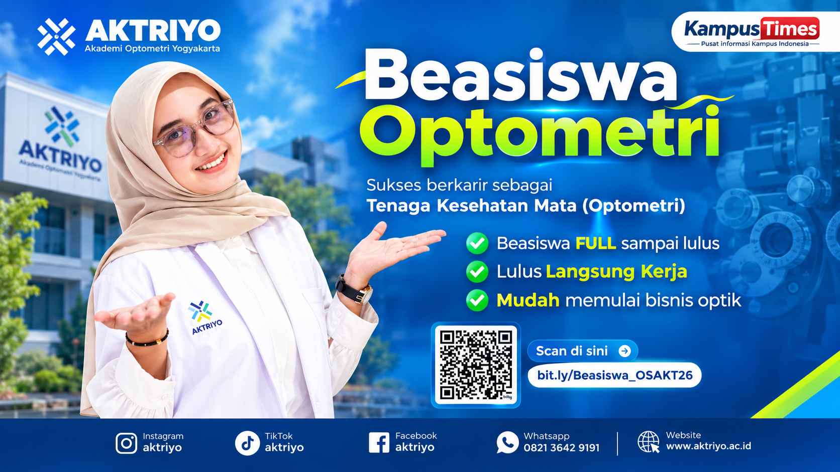 Beasiswa Optometri AKTRIYO: Kuliah Gratis hingga Lulus dan Peluang Langsung Kerja