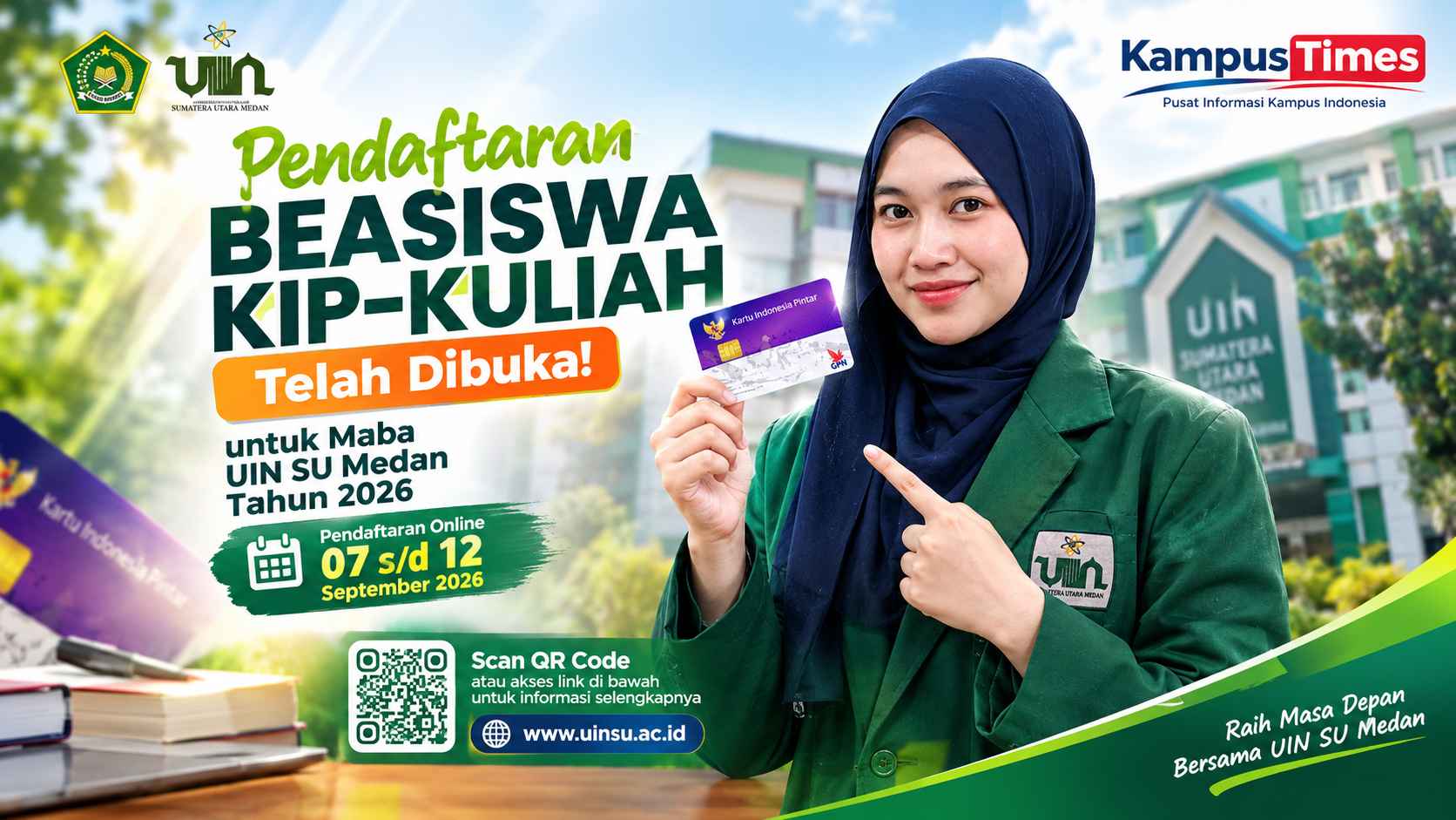 Pendaftaran KIP Kuliah UIN SU Medan 2026 Dibuka, Cek Jadwal dan Cara Daftarnya