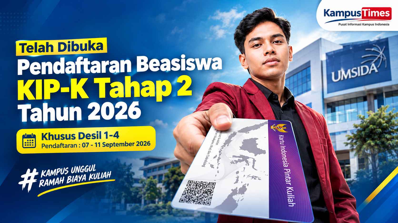 Pendaftaran KIP Kuliah Tahap 2 UMSIDA 2026 Dibuka, Cek Syarat dan Alurnya