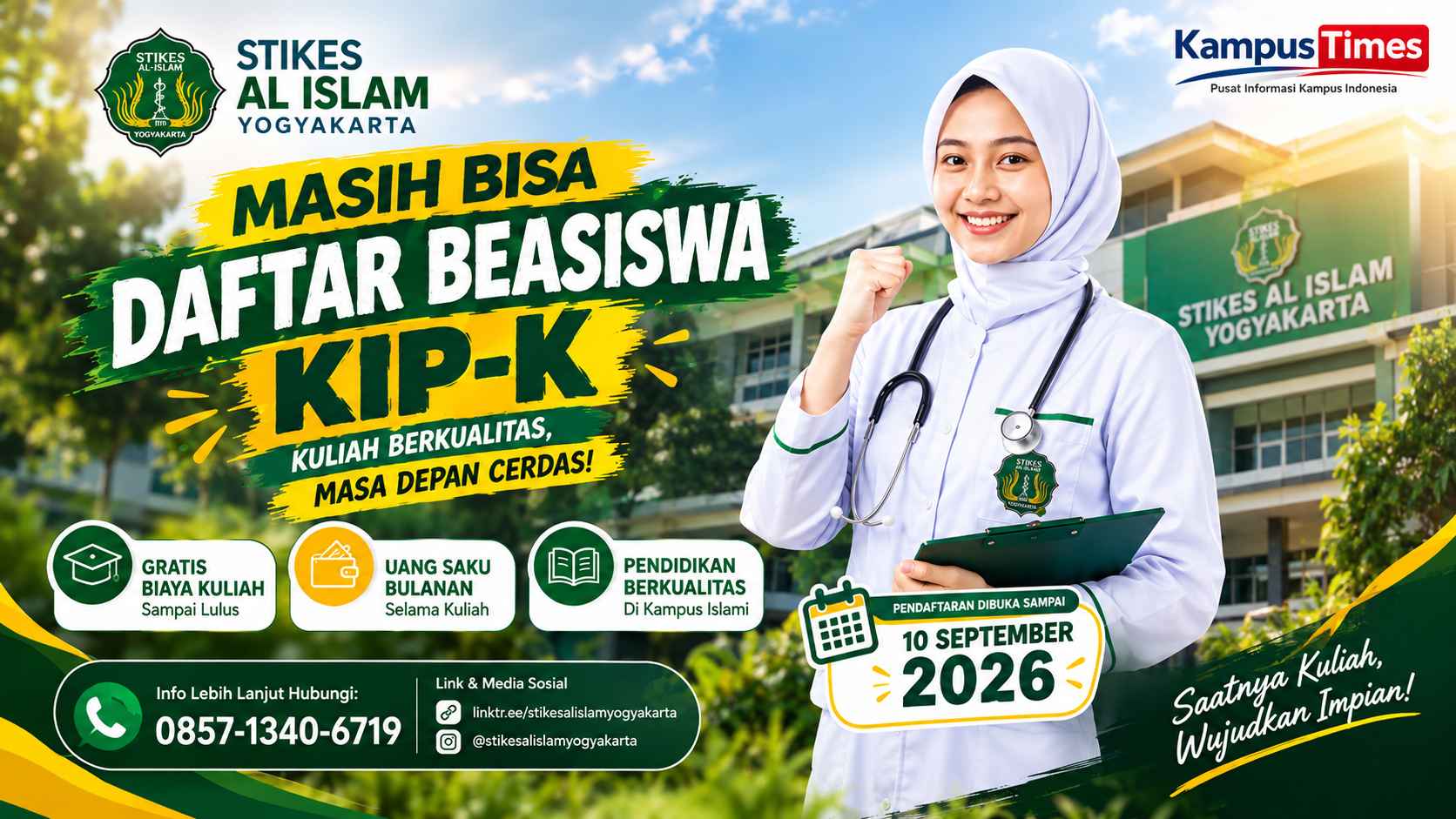 Beasiswa KIP-K STIKES Al Islam Yogyakarta 2026, Kuliah Gratis Masih Dibuka
