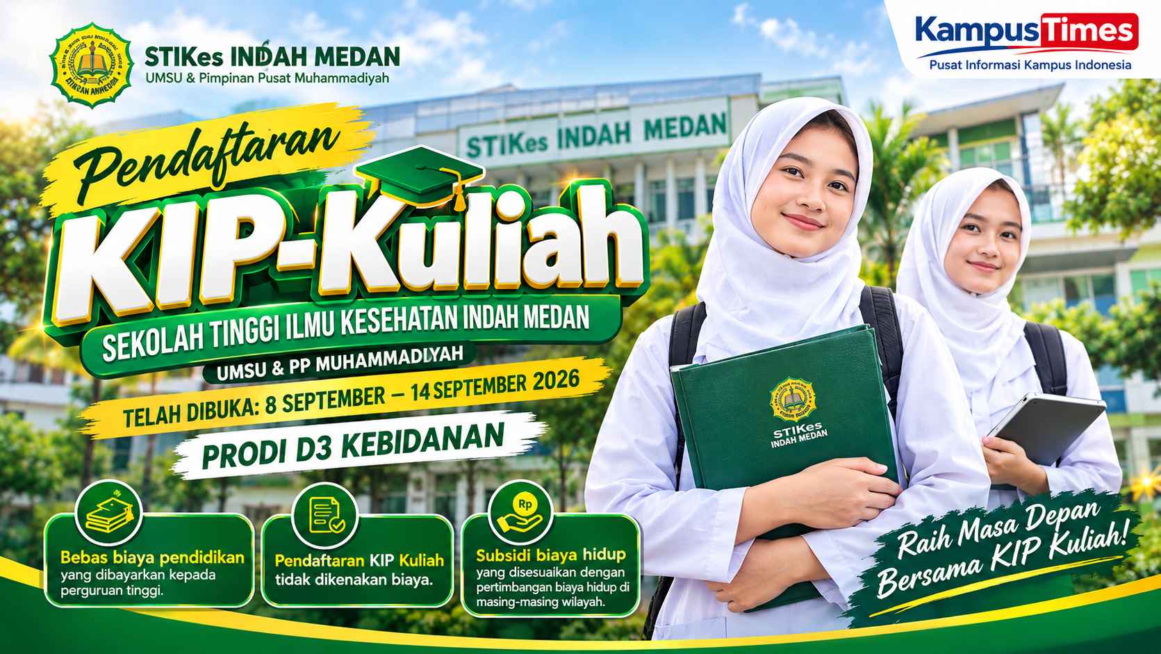 KIP Kuliah STIKes Indah Medan 2026 Dibuka, Cek Syarat dan Cara Daftarnya