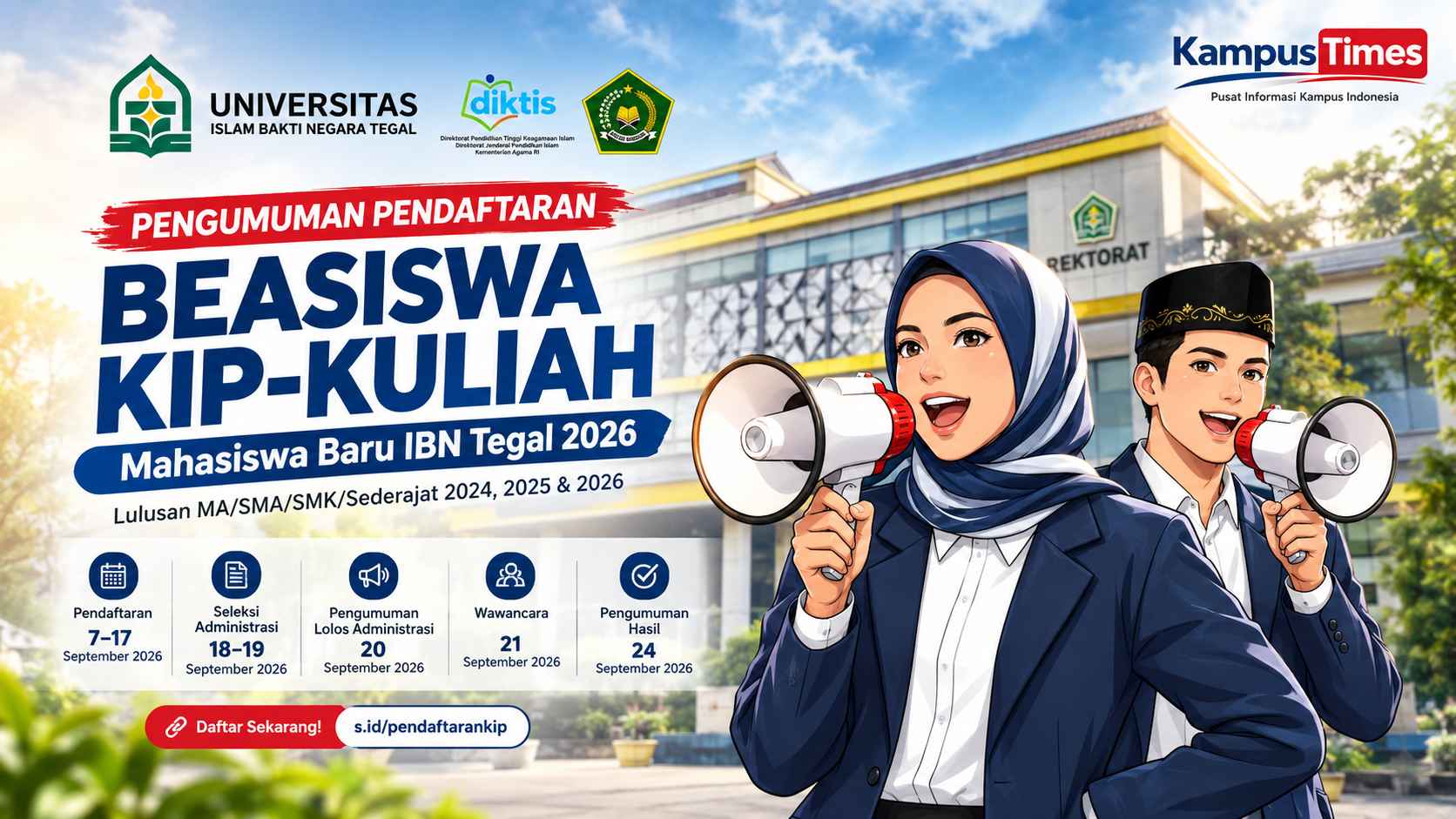 KIP-Kuliah IBN Tegal 2026 Resmi Dibuka, Cek Syaratnya