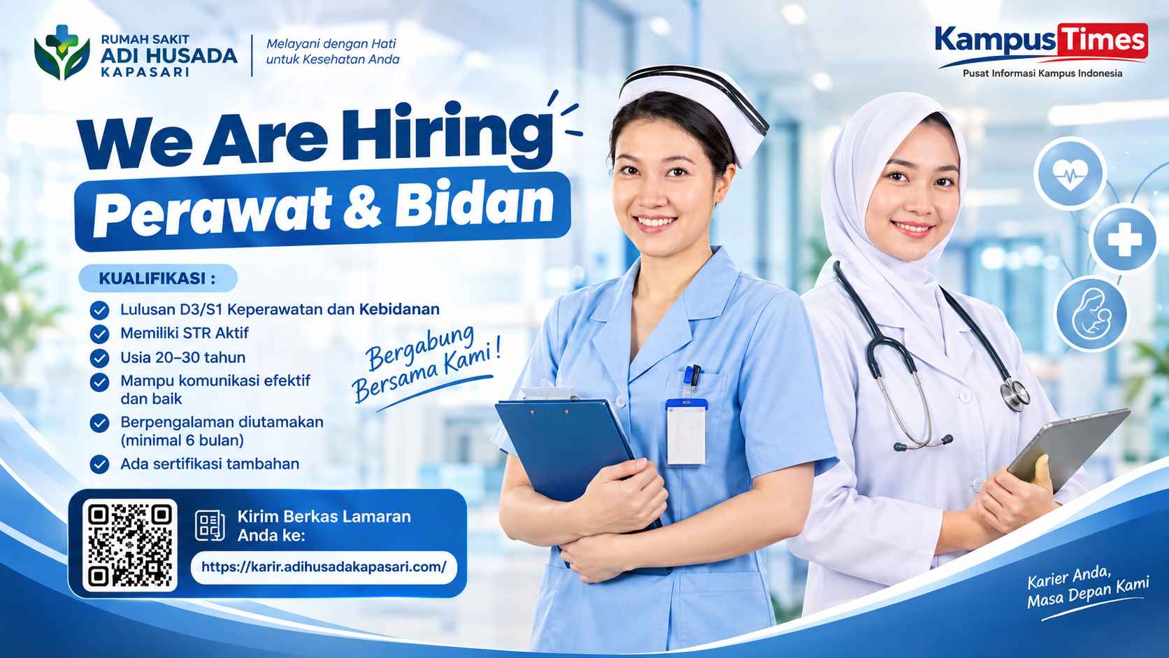 Lowongan Kerja RS Adi Husada Kapasari untuk Perawat dan Bidan, Cek Kualifikasinya