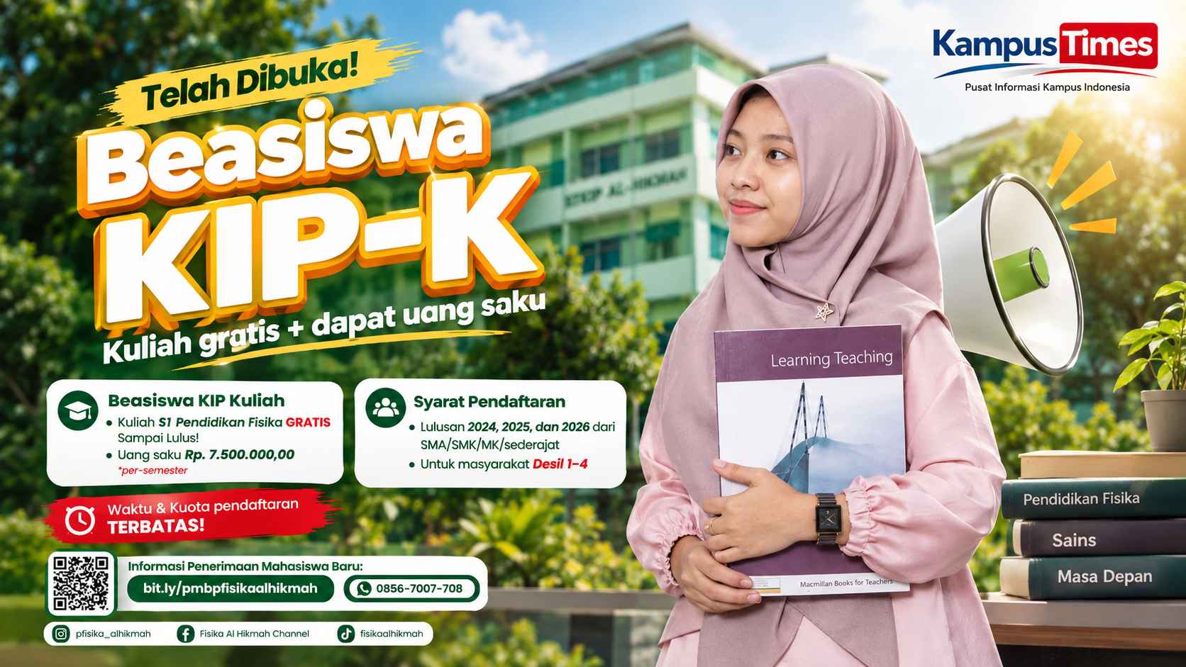 Beasiswa KIP Kuliah STKIP Al Hikmah Dibuka, Kuliah S1 Gratis dan Uang Saku Rp7,5 Juta per Semester