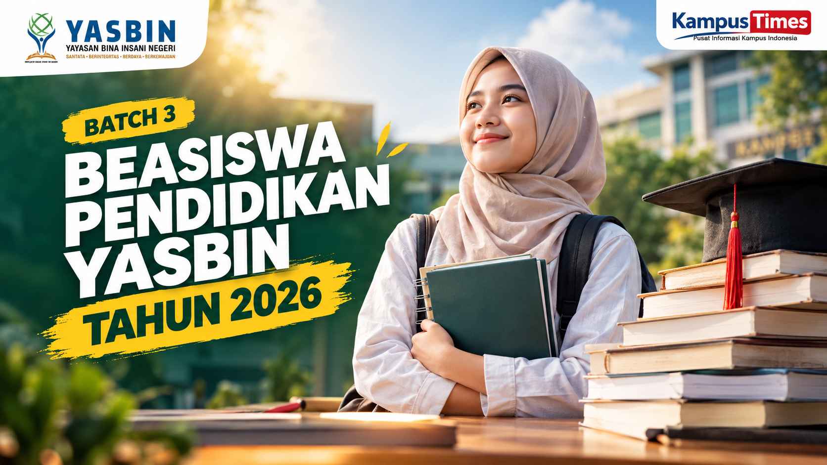 Beasiswa Pendidikan YASBIN 2026 Dibuka, Ada Asrama dan Biaya Makan Bulanan
