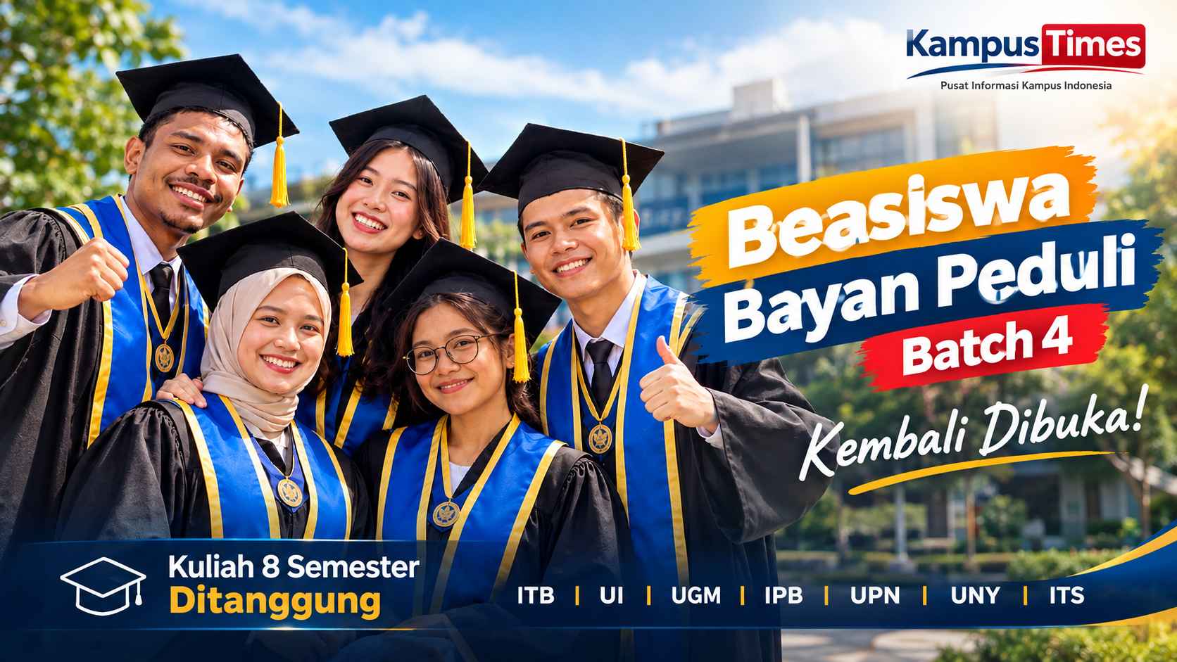 Beasiswa Bayan Peduli Batch 4 Dibuka, Kuliah Gratis 8 Semester untuk Mahasiswa Baru 2026
