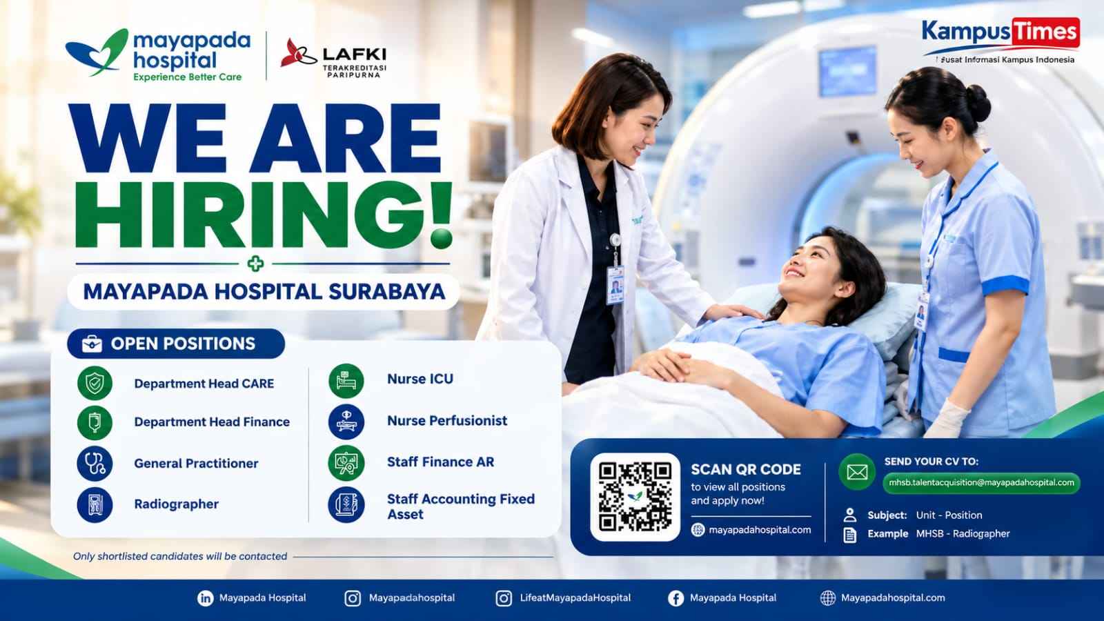 Lowongan Kerja Mayapada Hospital Surabaya, Buka 8 Posisi untuk Profesional