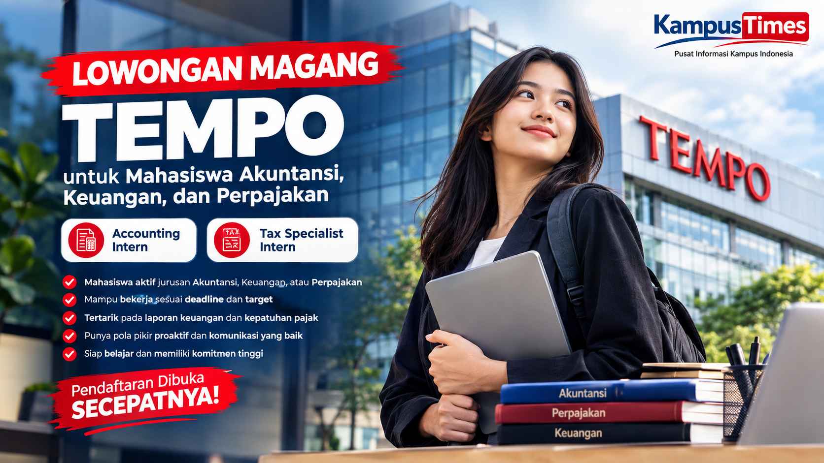 Lowongan Magang Tempo untuk Mahasiswa Akuntansi dan Perpajakan, Pendaftaran Dibuka!