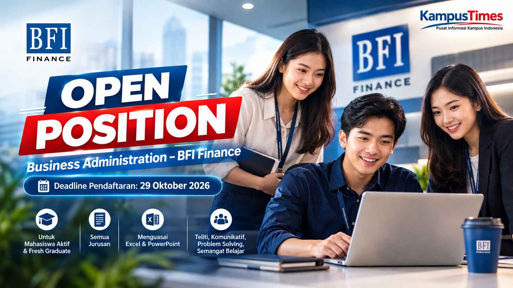 Lowongan Internship BFI Finance 2026, Terbuka untuk Mahasiswa dan Fresh Graduate