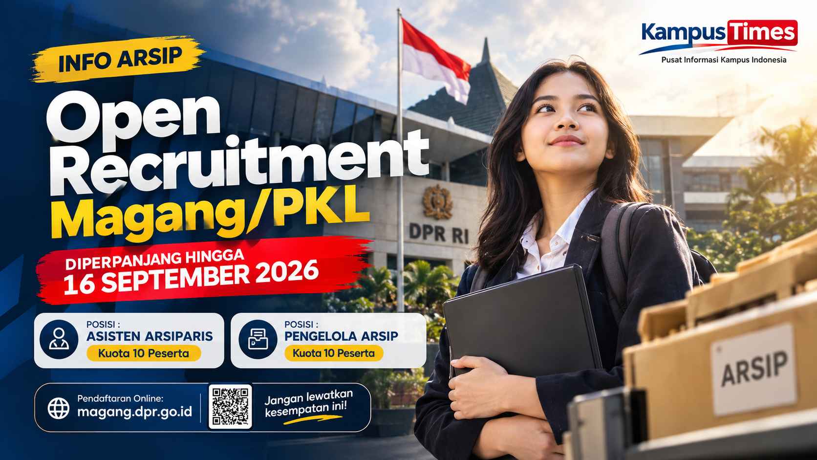 Magang DPR RI 2026 Diperpanjang, Ada 20 Kuota untuk Mahasiswa
