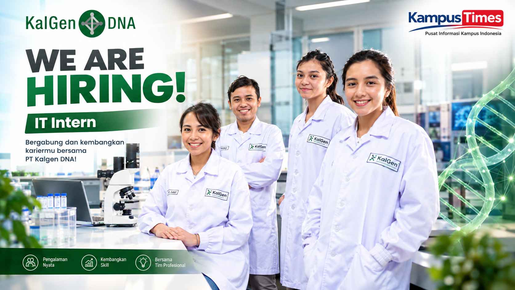 Lowongan IT Intern PT Kalgen DNA, Mahasiswa Semester 7 Bisa Daftar
