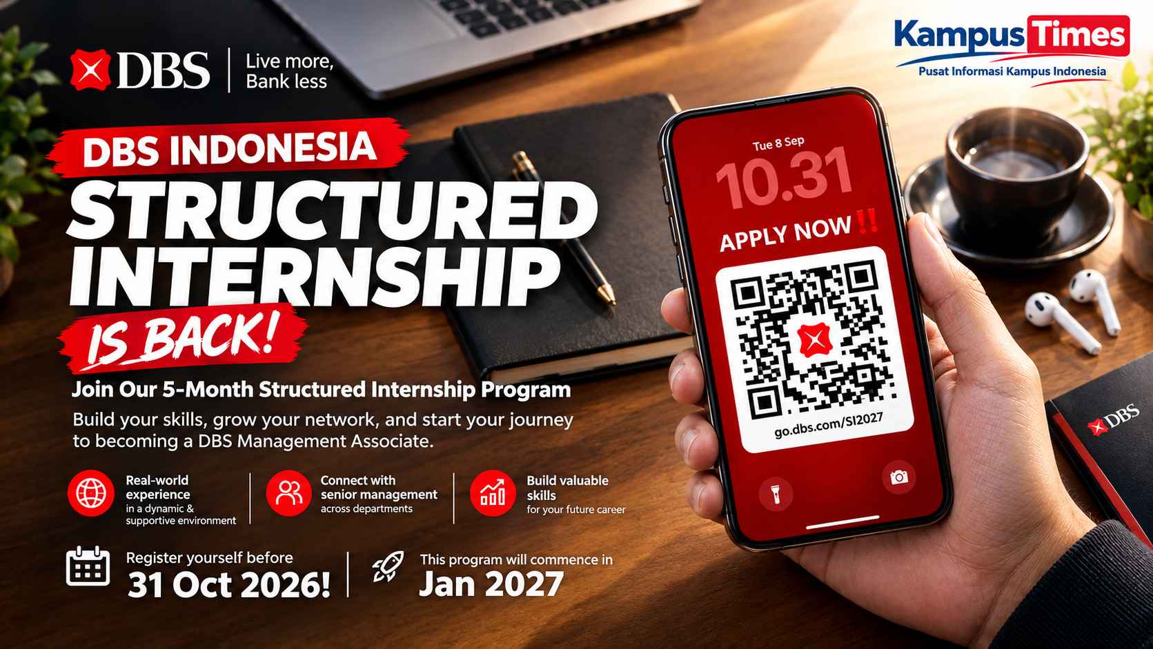 DBS Indonesia Buka Structured Internship 2027, Cek Deadline dan Keuntungannya
