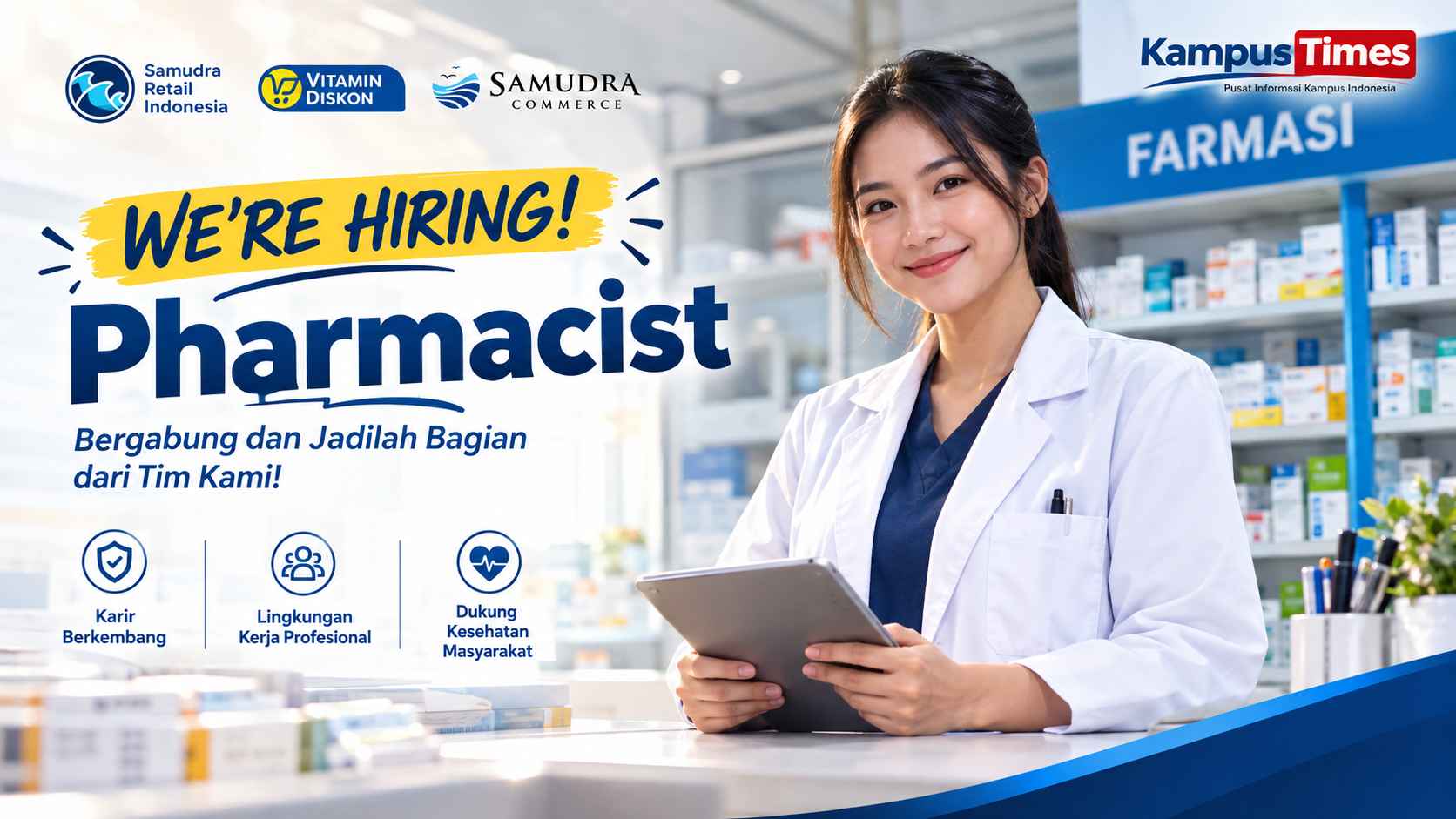 Lowongan Pharmacist Samudra Retail Indonesia, Dibuka untuk Apoteker Berpengalaman