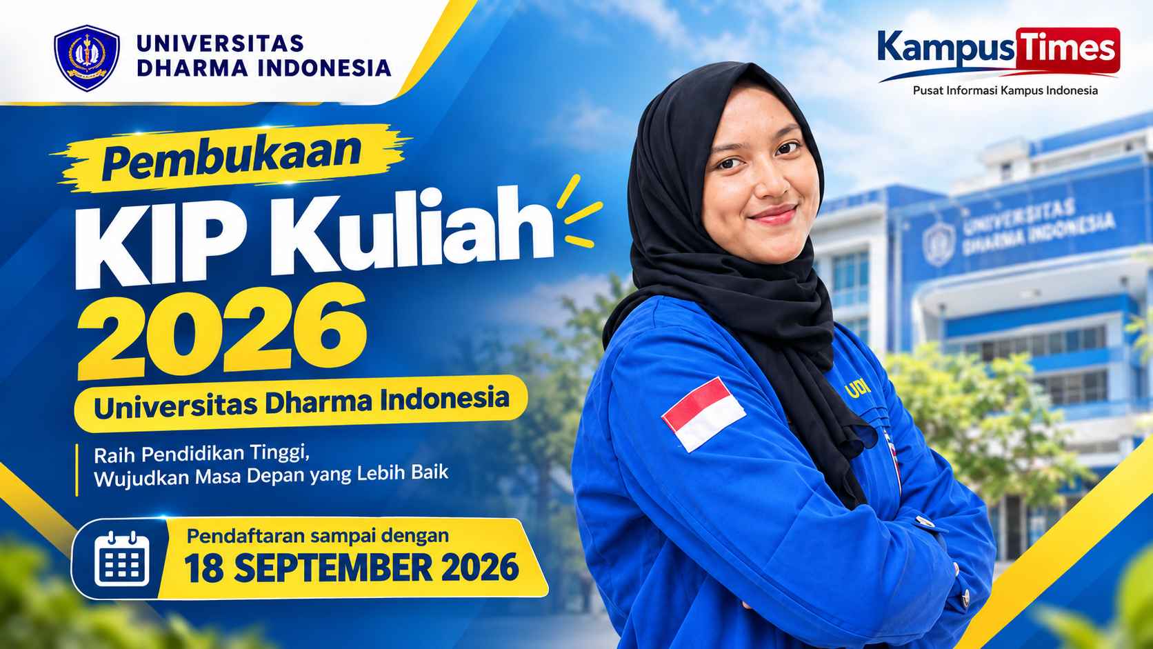 Beasiswa KIP Kuliah Universitas Dharma Indonesia 2026 Dibuka, Cek Syarat dan Cara Daftarnya