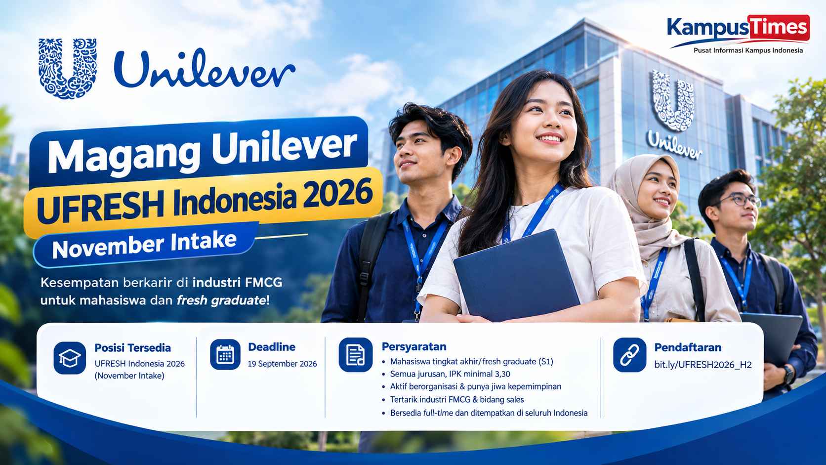 Magang Unilever UFRESH Indonesia 2026 Dibuka, Cek Syarat dan Deadline Pendaftarannya