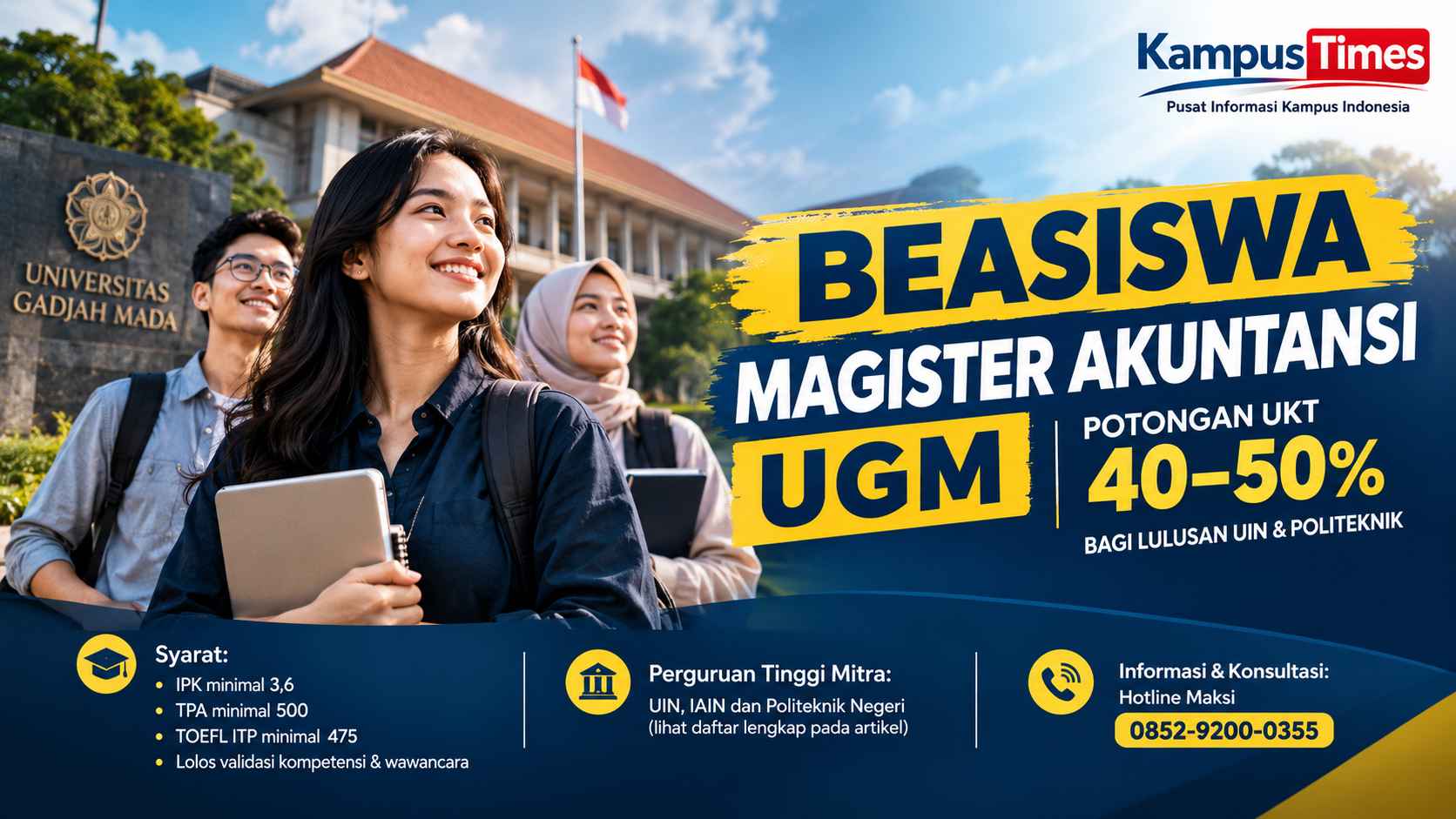 Beasiswa Magister Akuntansi UGM, Potongan UKT 40–50?gi Lulusan UIN dan Politeknik