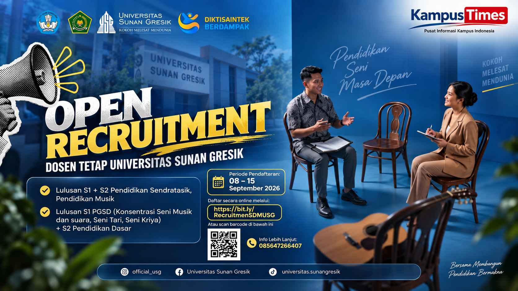 Lowongan Dosen Tetap Universitas Sunan Gresik 2026, Cek Syarat dan Cara Daftarnya