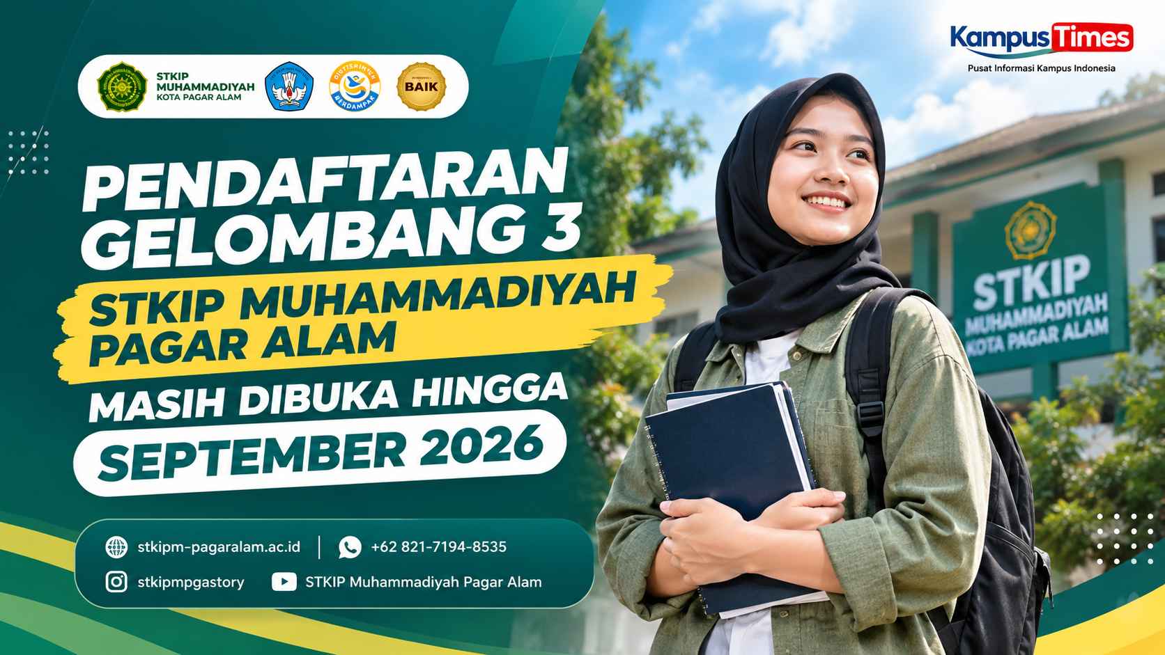Pendaftaran Gelombang 3 STKIP Muhammadiyah Pagar Alam Dibuka hingga September 2026