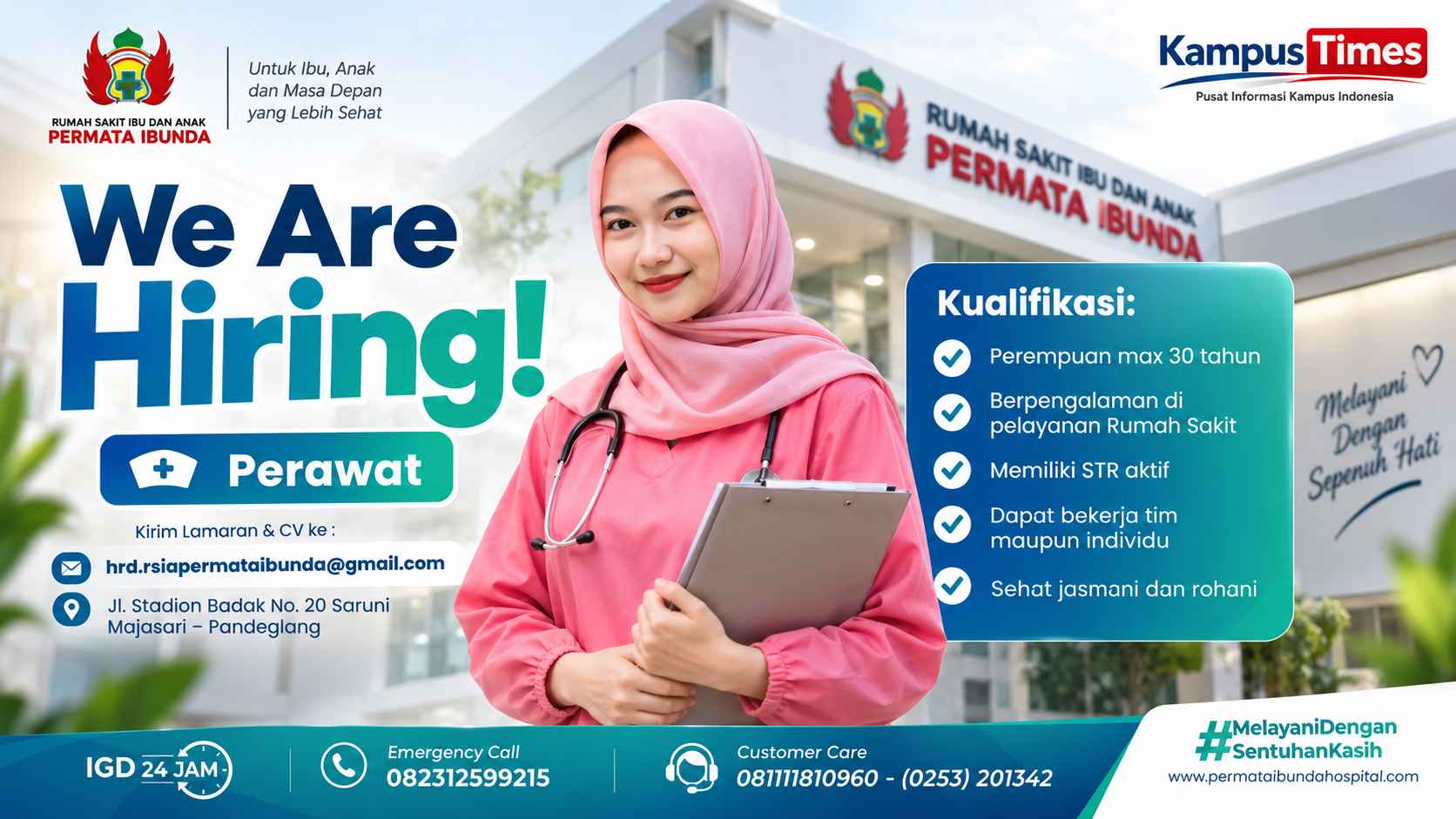 Lowongan Kerja Perawat RSIA Permata Ibunda Pandeglang, Cek Syarat dan Cara Lamar