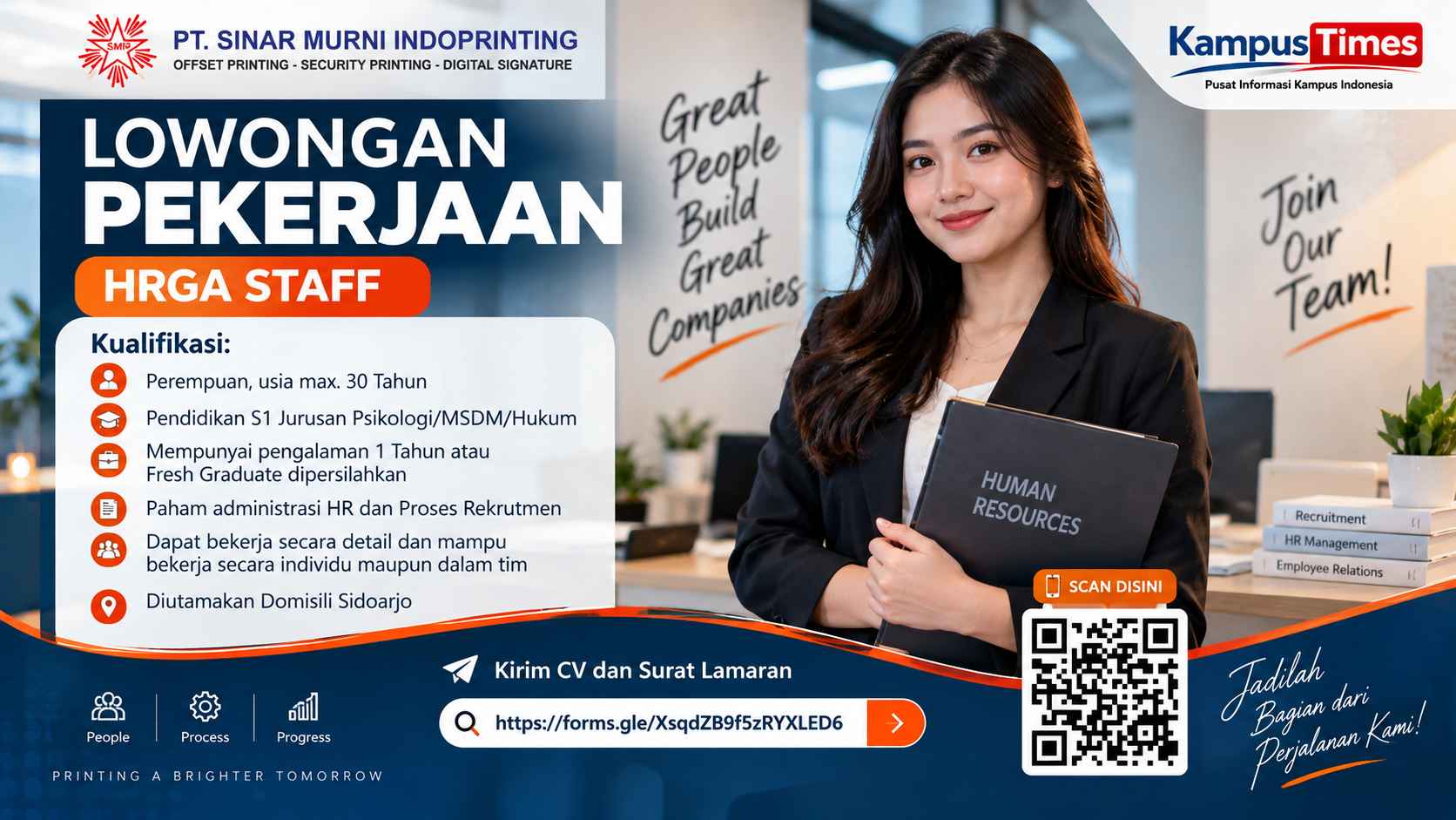 Lowongan Kerja HRGA Staff PT Sinar Murni Indoprinting, Terbuka untuk Fresh Graduate