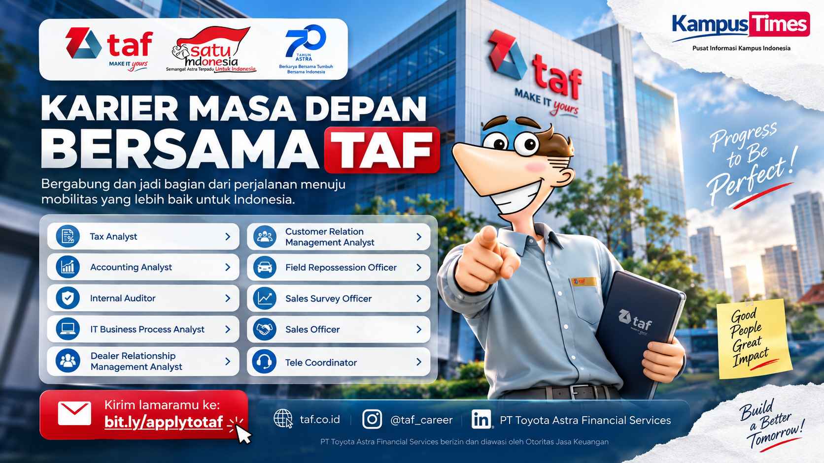 Lowongan Kerja TAF Terbaru: Buka 10 Posisi untuk Fresh Graduate dan Profesional