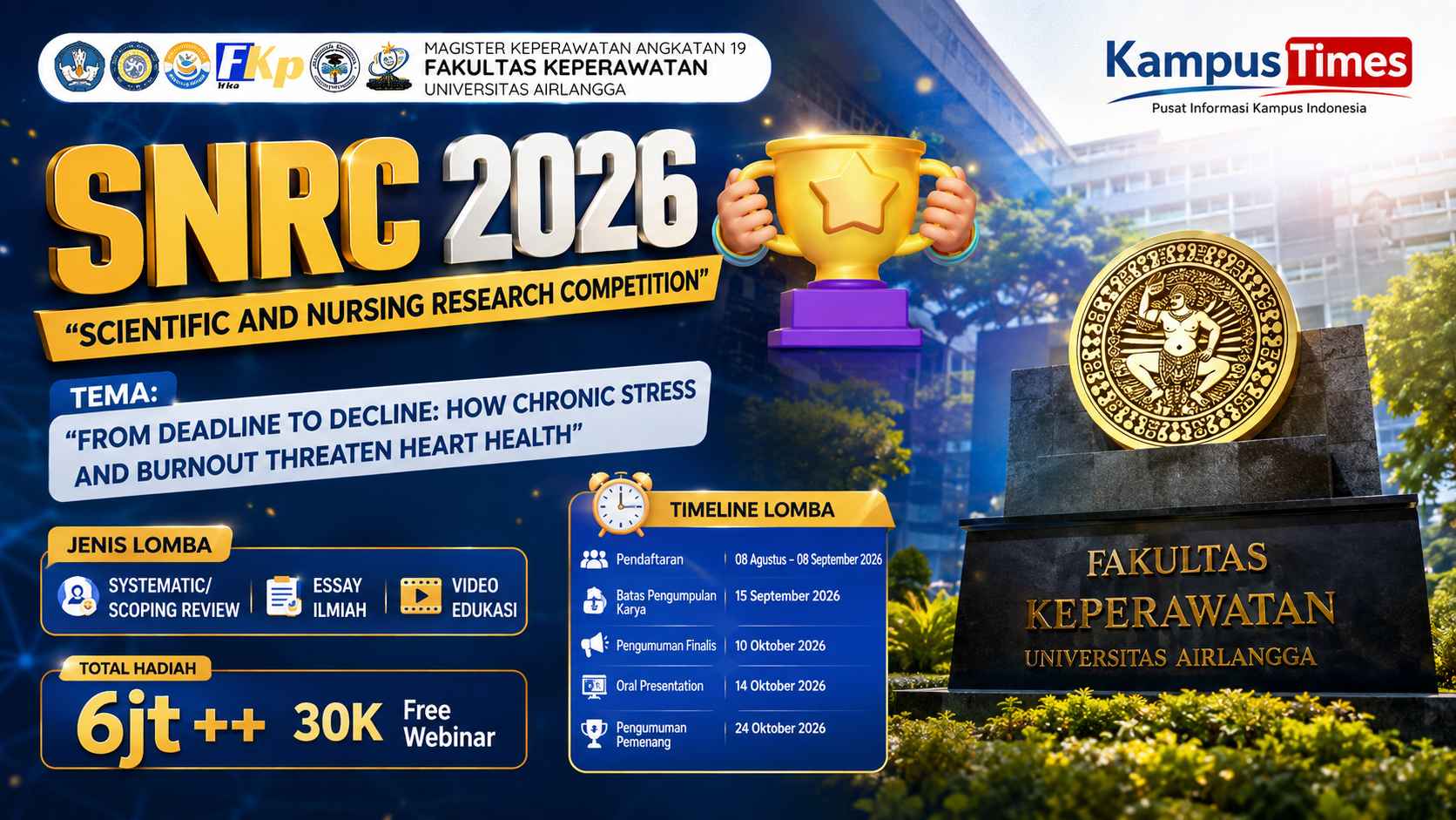 SNRC 2026 UNAIR Buka Lomba Riset Keperawatan, Hadiah Rp6 Juta Lebih