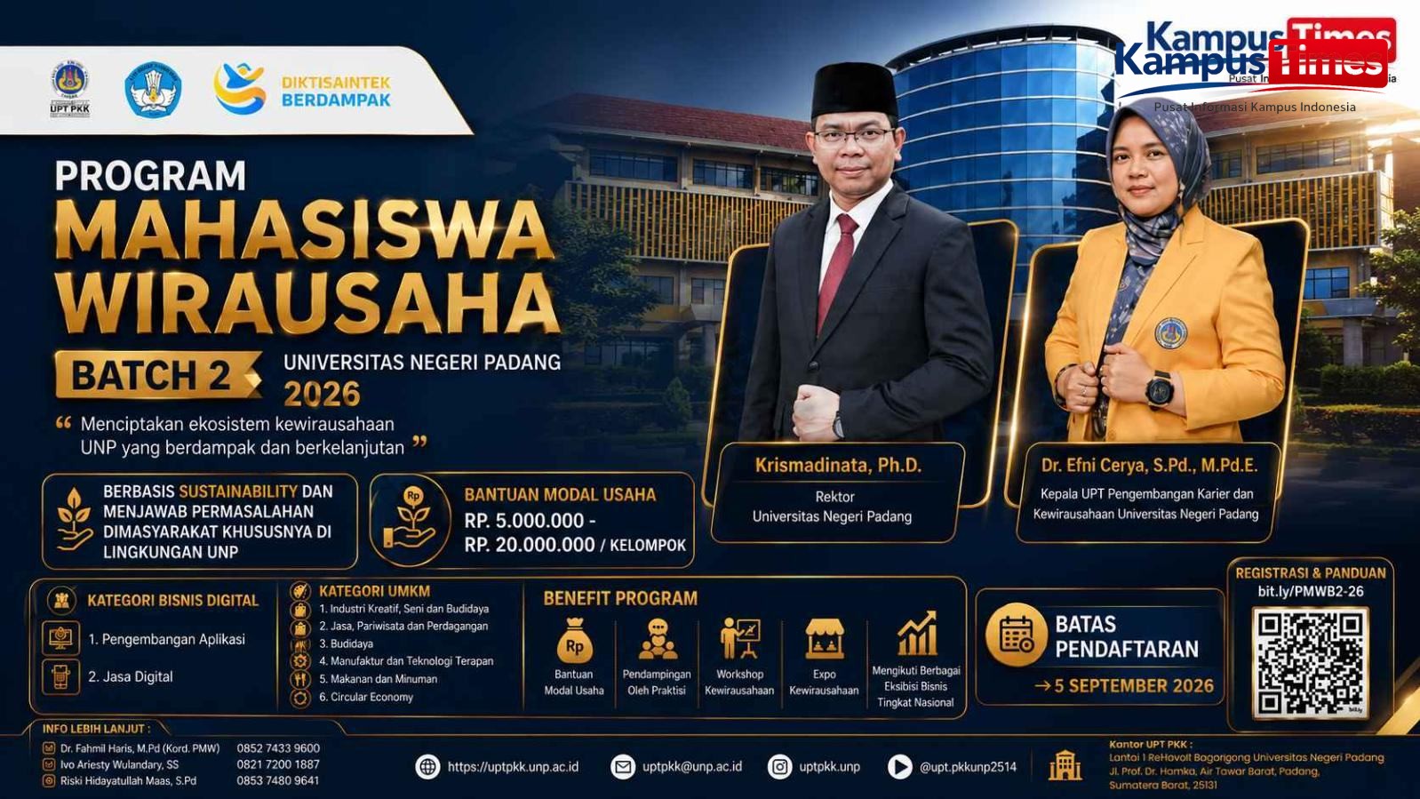 Program Mahasiswa Wirausaha UNP Batch 2 2026 Buka Pendaftaran, Ada Bantuan Modal hingga Rp20 Juta